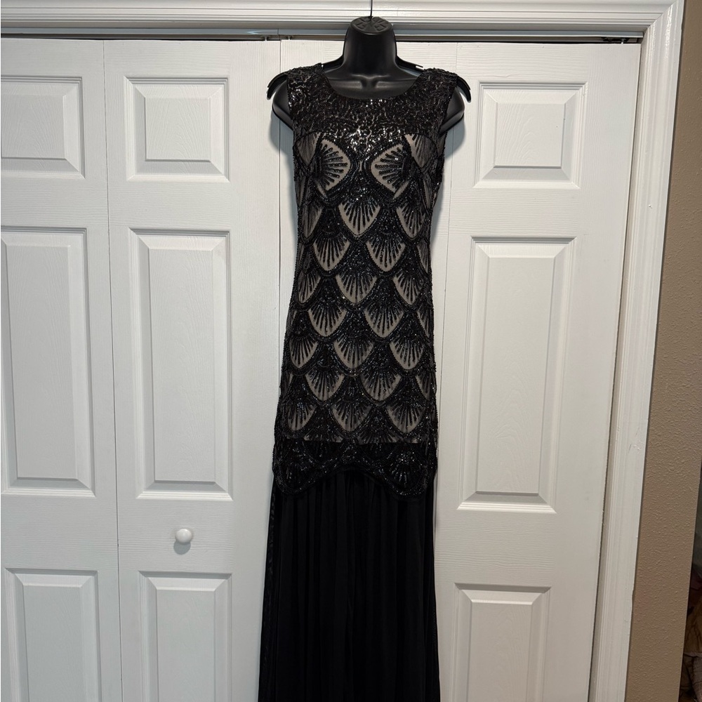 Sequin Black and Tan Flapper Inspired Gown